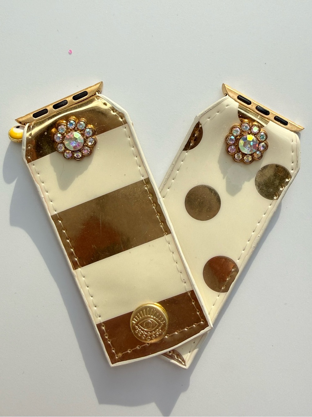 Watch Me Creations Authentic Upcycled‎  Kate Spade Gold & Cream Apple Watch Band